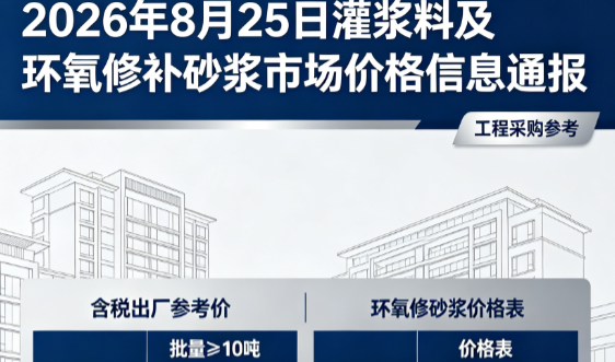 凌海2026年8月25日灌浆料及环氧修补砂浆市场价格信息通报